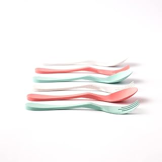 Knork Eco Togo Ware 6-Piece Reusable Bamboo Forks & Spoons - Plant-Based, Dishwasher Safe, Multi-Color Lunch Pack