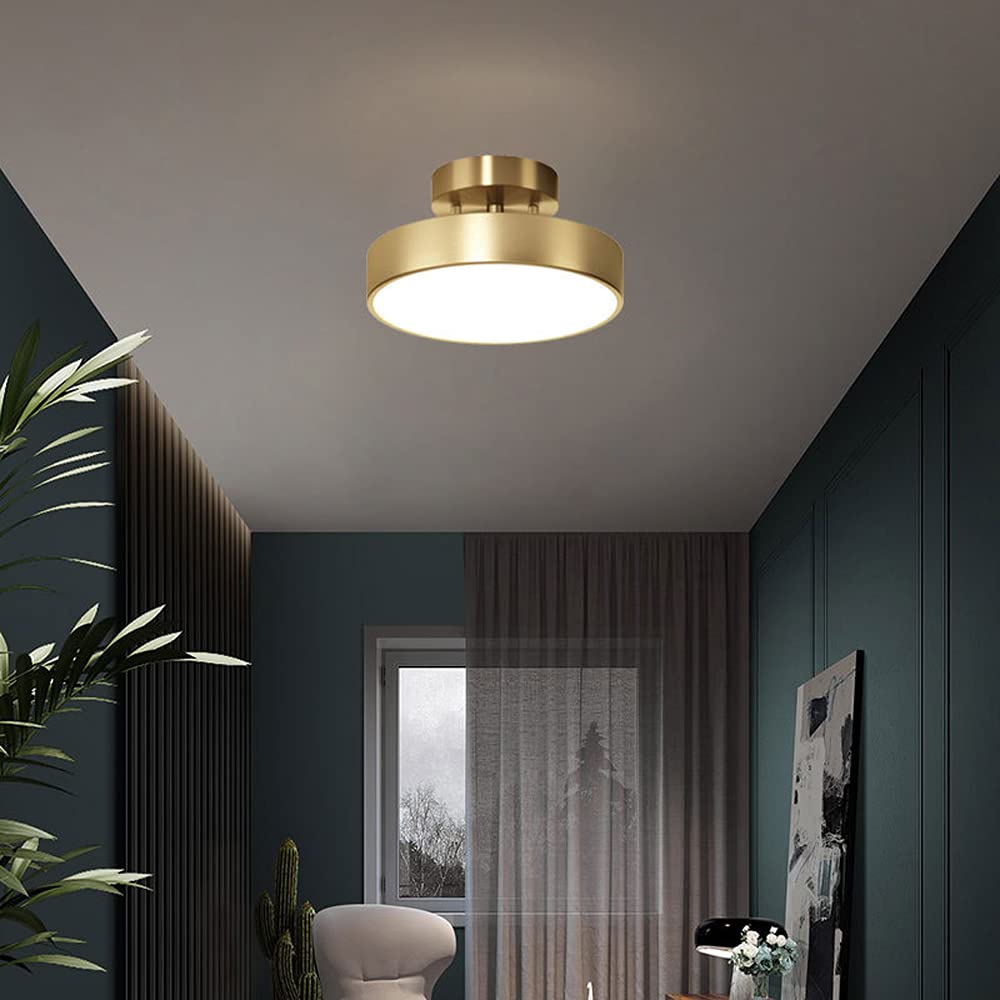 Plafonnier rotatif en laiton doré réglable pour couloir, balcon, allée, plafonnier LED à intensité variable, cuivre, plafond, couloir, escalier, chambre à coucher, lampe moderne, ronde, salon, salle