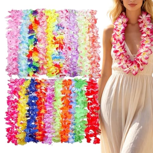 Collares Hawaianos de Flores: Pack de 50 Leis para Fiestas Temáticas
