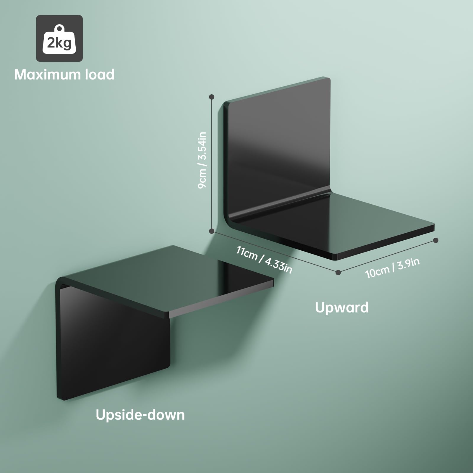 2 Mensoline Adesive Piccole 10x11cm - Mensole Da Parete Senza Foratura Per Decorazioni E Oggettini Bianche - Foto 7