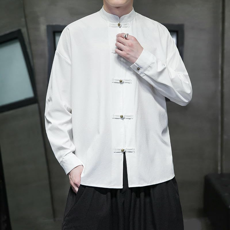 Chemise style chinois homme à manches longues rétro chic Guofeng - 7