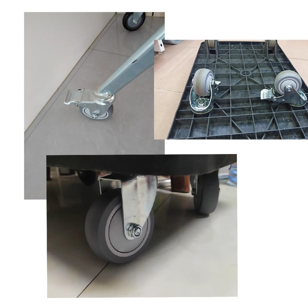 3/4/5 Pollice Ruote in Gomma Silenziose, 4 Pezzi Ruote Pivottanti con Freni, 12 MM Foro Superiore Universale Ruote per Carrelli, Industriali, Möbel(Swivel,3 inch)