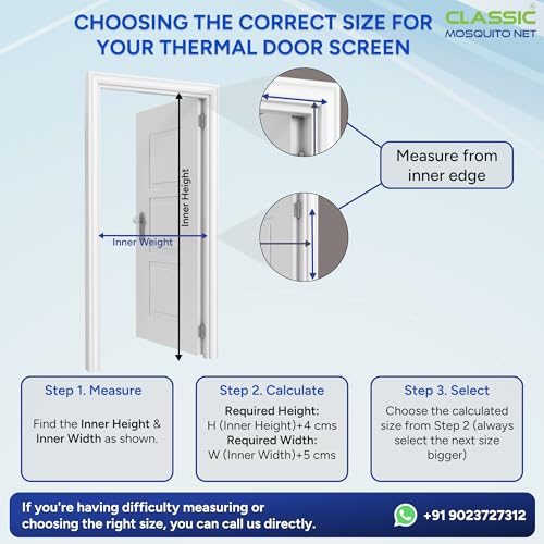 Image of AC Curtain Magnetic by Classic Mosquito Net|Thermal Insulated Screen|Translucent Ribbed Design|Insect,Pest,Pollen & Pollution Control|Privacy&Dust Shield for Door & Home,Energy Saving(Size 200x100cm)
