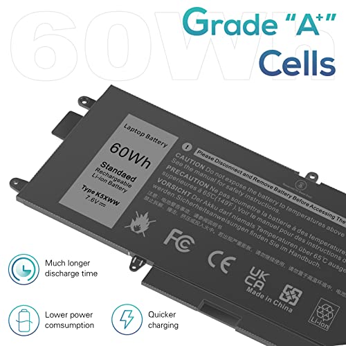 Image of ASUNCELL 60Wh K5XWW Battery for Dell Latitude 5289 7389 7390 2-in-1 Series Notebook L3180 P29S001 P29S002 Laptop 6CYH6 71TG4 725KY J0PGR N18GG, 7.6V 3-Cell (NOT fits for Latitude 7390 Series)