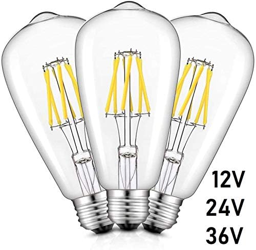12v 24v 36v Vintage Edison Light Bulbs Low Voltage 3pack Warm 2700k 6watt Led Filament St58 Light Bulb E26 Medium Base Lamp 60 Watt Equivalent Marine Boat Solar Retro Edison Battery Lighting Amazon Com