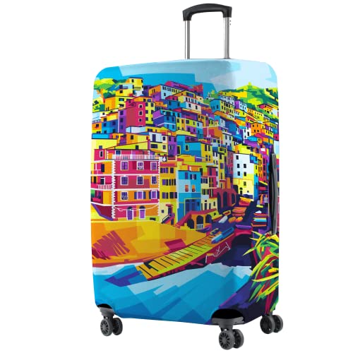 Image of Nasher Miles Polyester 75 (28 Inch) Large Protective Luggage Cover - Riomaggiore Design