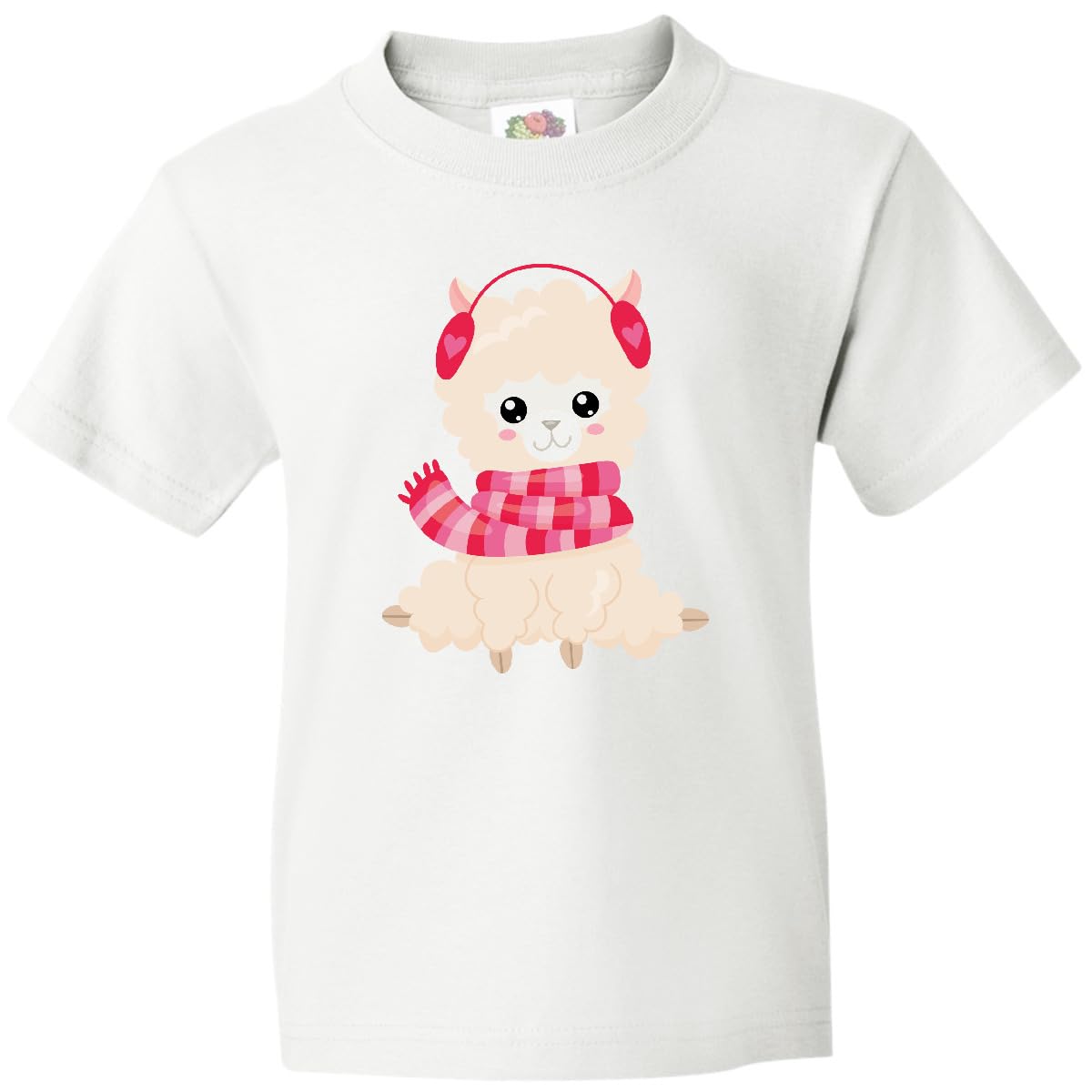 inktastic Winter Llama, Cute Llama, Alpaca, Scarf, Hearts Youth T-Shirt
