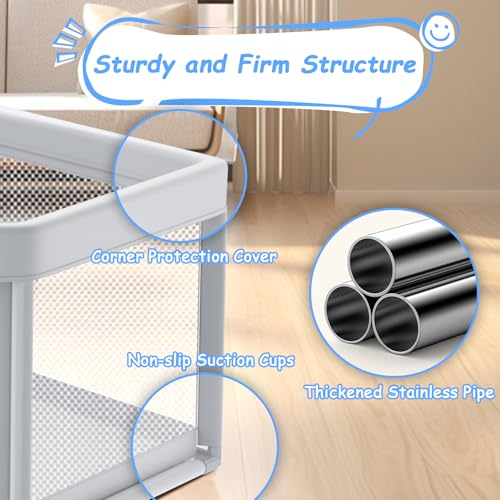 Image of Poudee 65x65 Inch Hexagonal Playpen, Playpen for Toddlers, Baby Play Yard with Non-Slip Suction Cups, Baby Fence