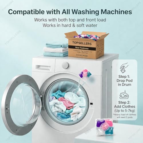 Image of 5-in-1 Magic Laundry Detergent Pods Pro | Tough Stain Remover for Top & Front Load Washing Machines | Floral Fresh Fragrance | Eco-Friendly Dissolvable Pods | 1 Pod = 1 Wash (5-7kg Load) (PACK OF 50)