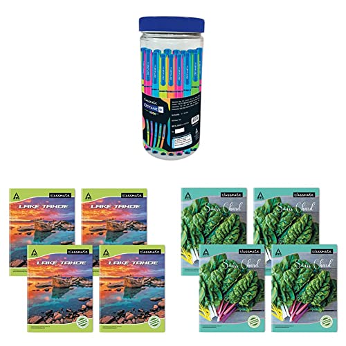 Image of Classmate Octane Neon- 25 Blue Gel Pens Notebook - Single Line, 140 Pages, Pack Of 4 Notebook - Single Line, 120 Pages, Pack Of 4