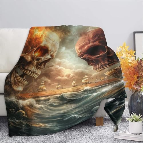 Couverture chaude tête de mort pour cocooning au salon et lit - 7