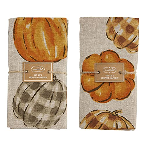Mud Pie, Gray, Pumpkin Napkin Set, 18" X 18" #TOP1