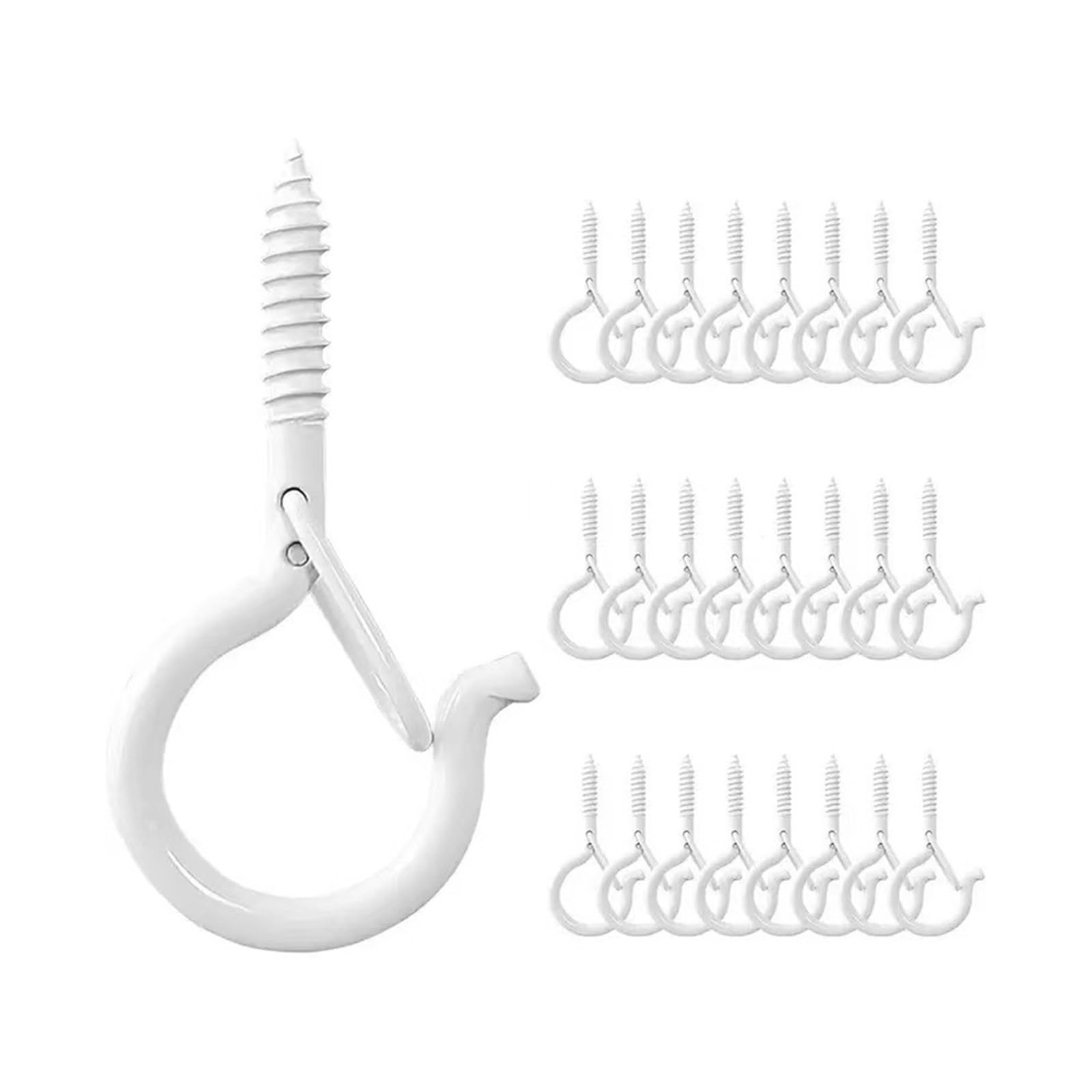 Zzhytang White Metal S Hooks With Safety Lock - 2.15In Screw-In Windproof Hooks For Hanging Planters, String Lights, Home & Garden(,25Pcs)