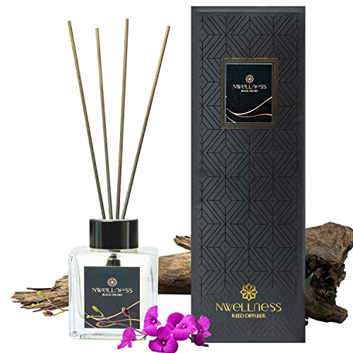 Nwellness Reed Diffuser Set/Home Fragrance/Bathroom & Bedroom Decor/Room Air Fresheners For Bathroom/Essential Oil Diffuser/Black Orchid Strong Aromatherapy/Luxury & Relaxation Gift. #TOP24
