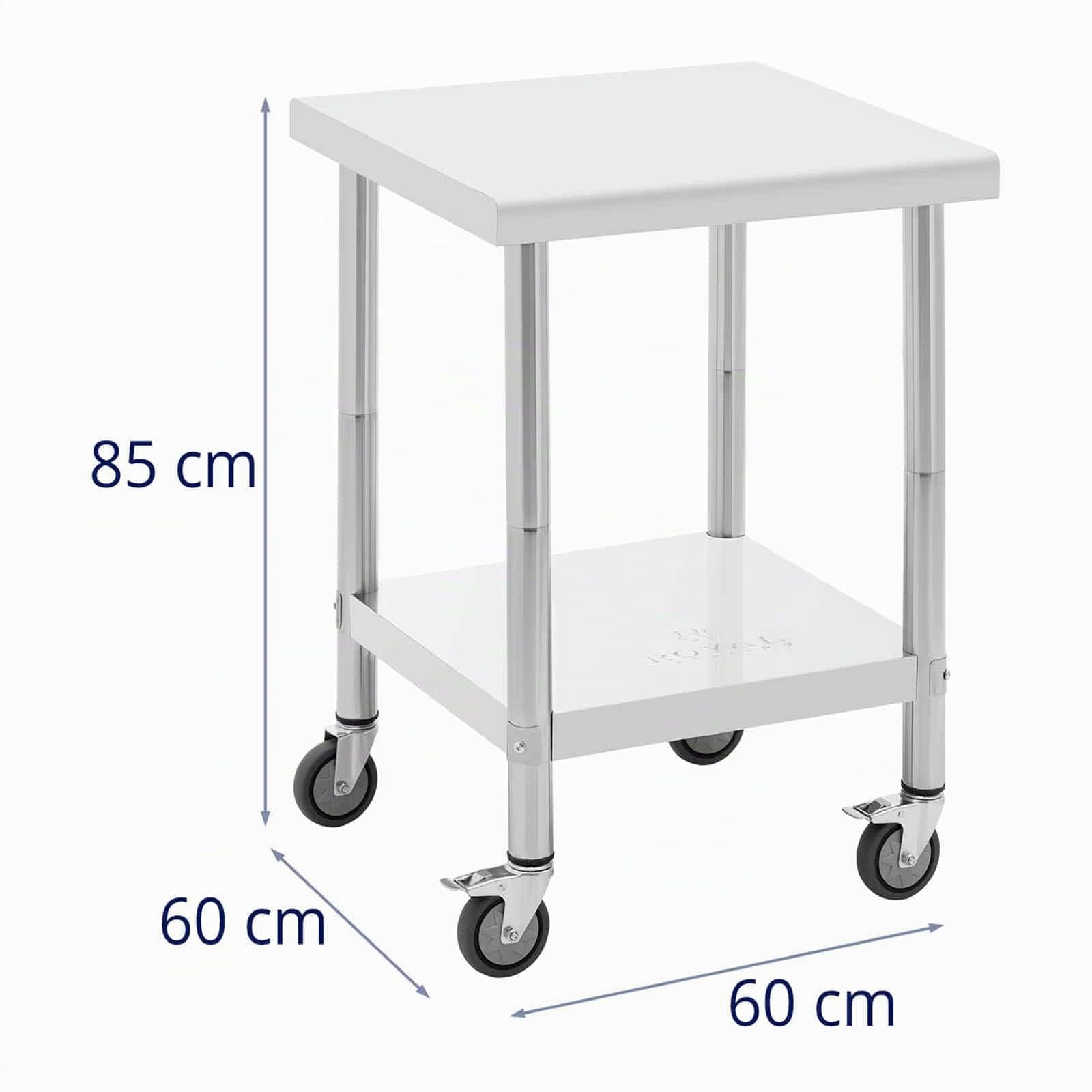 Royal Catering RCAT-60/60-W Table de travail 60 x 60 cm capacité de charge 120 kg Table plan de travail Table de travail atelier Table de travail cuisine