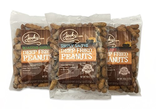 Jerky.com Whole Deep Fried Peanuts Sampler, Bulk 3 Pack - Eat Them Shell