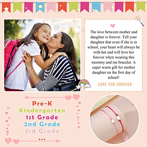 UNGENT THEM Back to School Mommy and Me Bracelet Matching Heart Wish Bracelet Set for 2 First Day of School Gifts for Boys Girls2