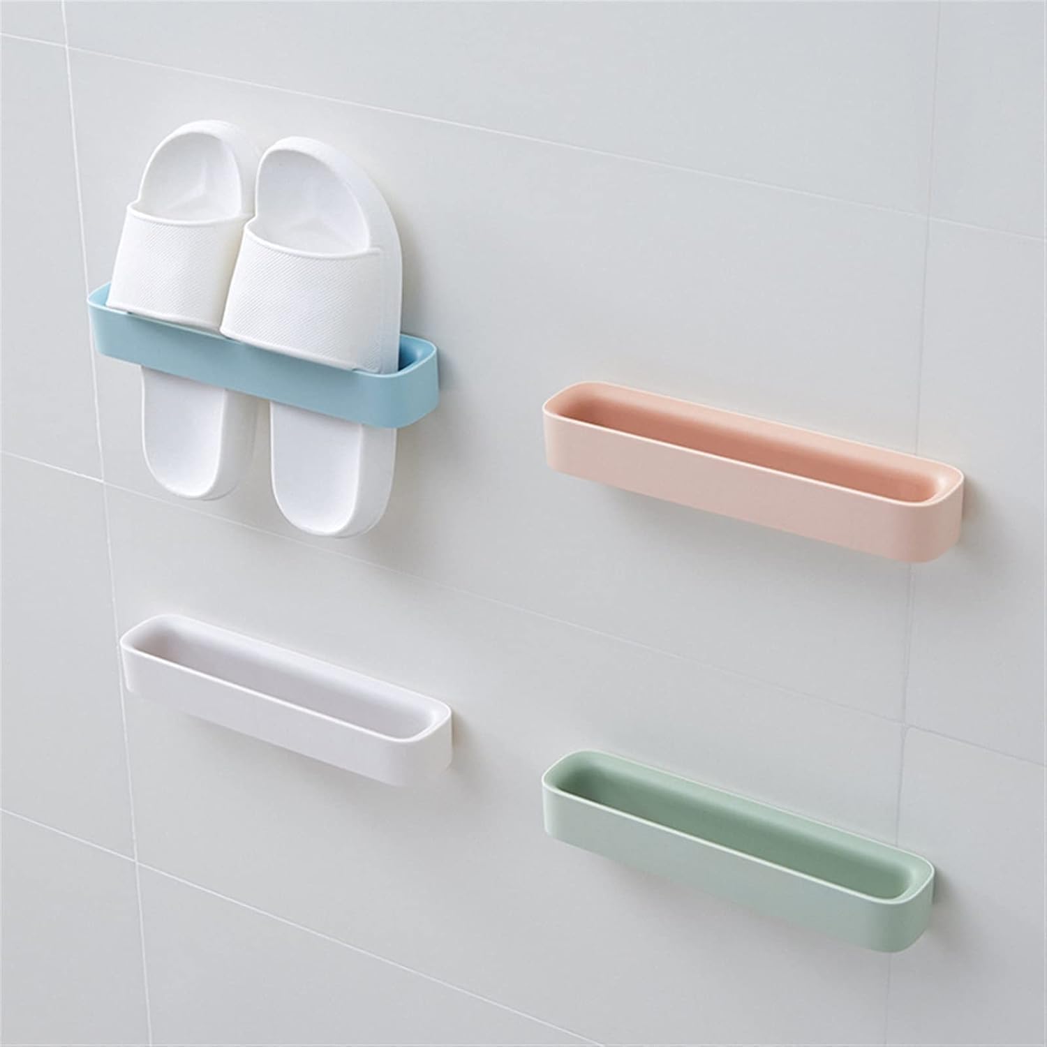 Shoe Slots, 2pcs Shoe Holder Wall Mounted Rack Shelf High Heels Sports Organizers Slippers(White)
