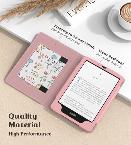 Image of MoKo Case for 7 inch /6.8 inch Kindle Paperwhite(12th /11th Gen-2024 /2021) and Kindle Colorsoft Signature Edition, Slim PU Shell Cover Case with Auto-Wake /Sleep for Kindle Paperwhite 2024, Brilliant Flowers