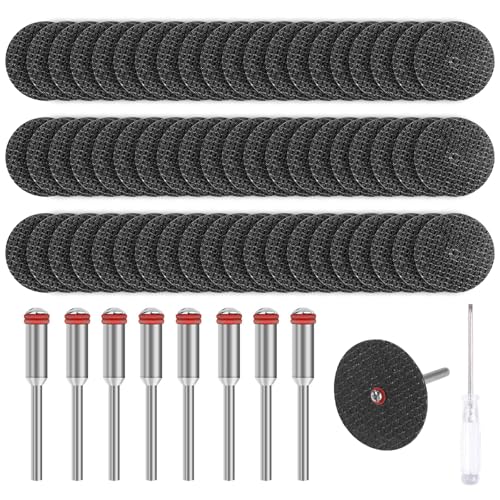 OCCOUMR Lot de 60 disques à tronçonner pour Dremel - 32 mm - Mini roues de coupe en métal - Avec mandrin de 8 x 3 mm - Accessoire rotatif pour verre,...