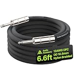 AA AUDIO ACCESSORY 12 AWG Speaker Cable 2m 1/4 Inch [Noise-Free Design - Dual OFC Copper Shielding] Kevlar-Reinforced Nylon Braided Bass/Guitar Speaker Cable for Marshall, Boss, Fender Guitar Amps