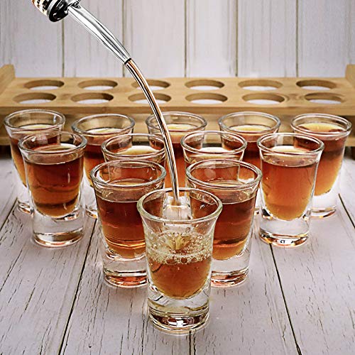 Supwinnet SCHNAPSGLAS Shot Glasses Set 12Pcs 30Ml/1Oz Shot Glass Tray Holder Organizer Straight Thick Base Clear Whiskey Tequila Glass Cups thumb #4