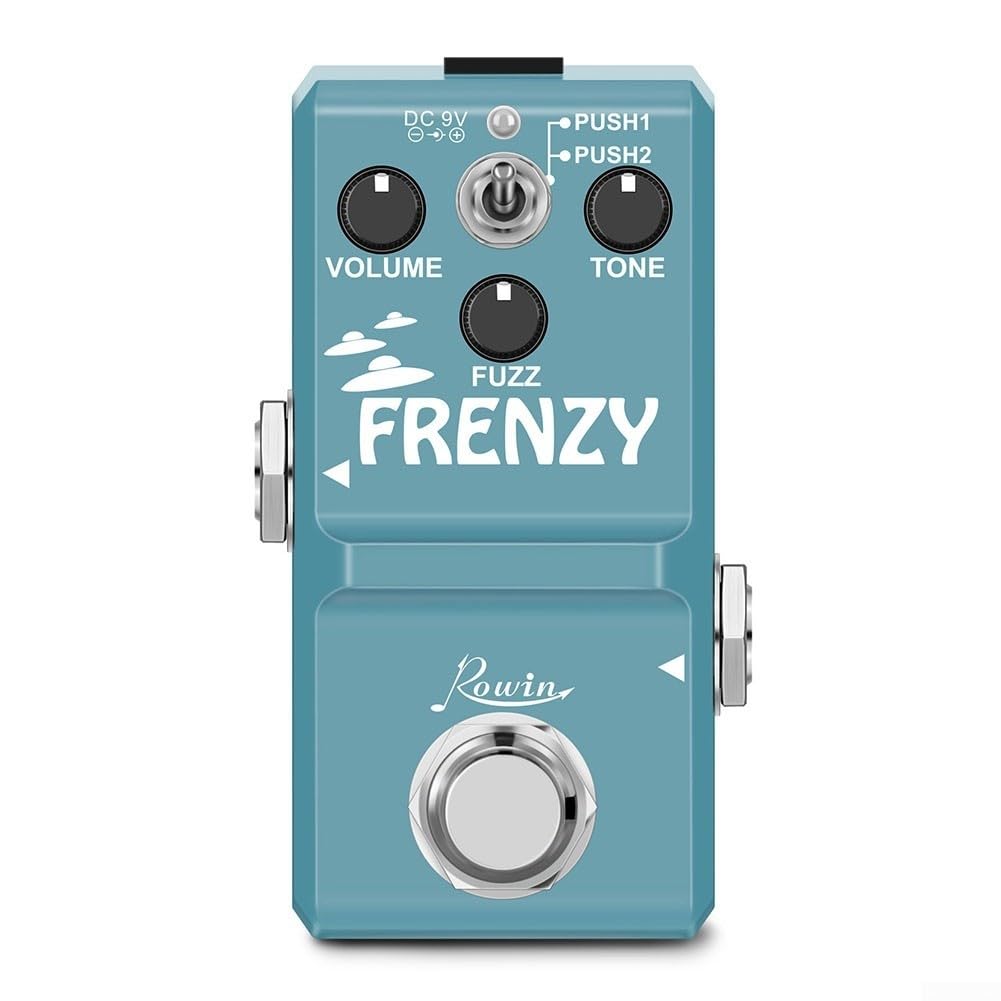 Rowin LN-322 Frenzy E-Gitarren-Pedal, klassisches Fuzz-Ton-Bassgitarren-Distortion-Pedal mit Dual-Modus, Metall-Effektpedal, Vintage Overdrive Stompbox, Grün