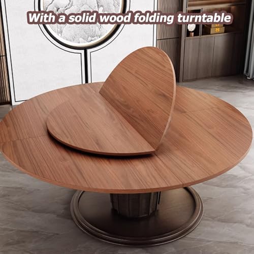 Large Round Foldable Table Top Extender, 4-Point Rotating Disc Design, No-Leg Wooden Tabletop, Easy Storage for Small Families, White, 200cm/78.7in + 140cm/55in