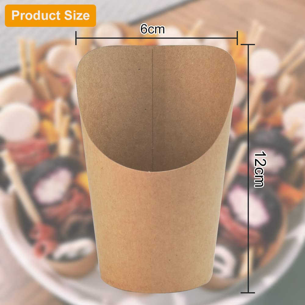 50 Gobelets En Papier Kraft Noir DURANTEY - 11.8x8.3x6cm, Parfaits Pour Frites, Popcorn, Snacks Et Événements