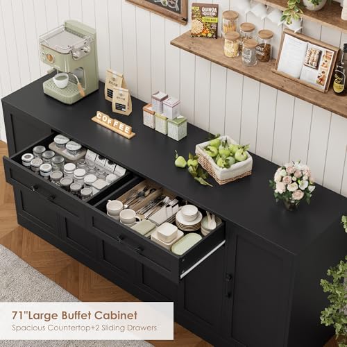 71” Large Buffet Cabinet with Storage, Sideboard Buffet Cabinet…