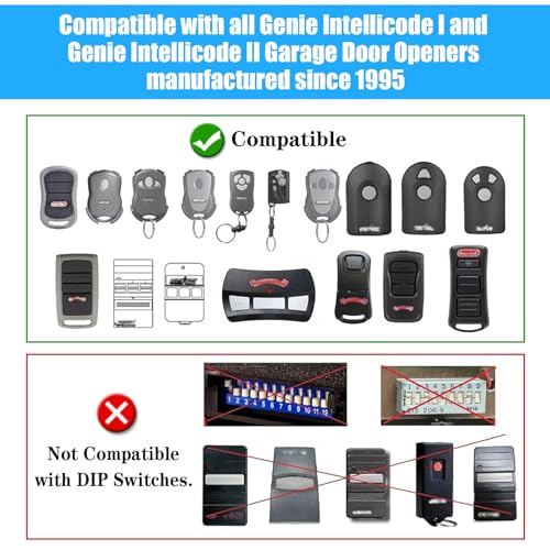 2X G1T-BX 38501R Remote Compatible with Genie Intellicode Garage Door Opener from 1995, for Genie IntelliCode I II G3T-R G3T-BX G3T-A Overhead Door Garage Opener Remote, 3-Button with Black Holder