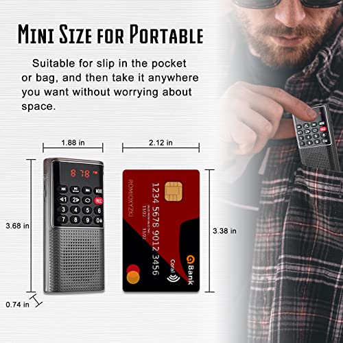 Gelielim Portable Pocket Radio Battery Mini Walkman Fm Radio With Recorder, Earphone, Rechargeable Battery Operated, Tf Card Player For Walk/Gym/Camping/Running(No Am) #TOP1