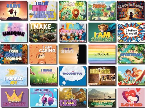 Image of kids affirmation mini note cards, 2,5 x 3,5 inches set of 50 with 25 different designs