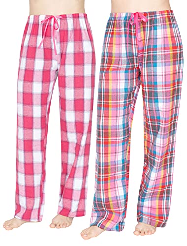 Active club 2-pack women pajama pants - brushed cotton flannel sl…