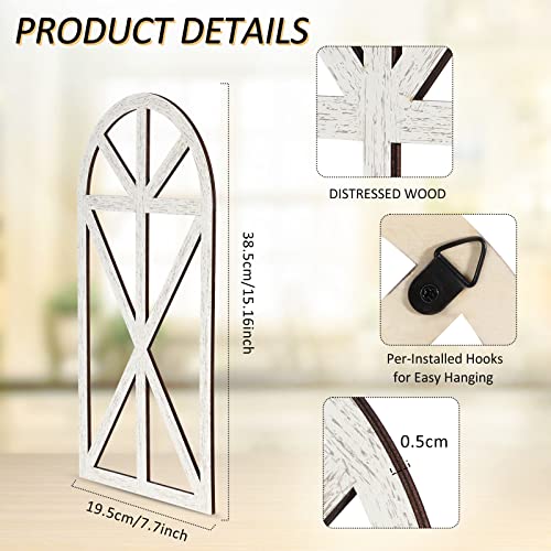 image for Yulejo 2 Packs 15.16 x 7.7 Inch Rustic Wood Window Frame Wooden Cathed