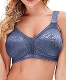 Wingslove Damen Wireless Minimizer BH Plus Size Nicht Padded Soft Full Figure BH, Grau / Blau, 105G