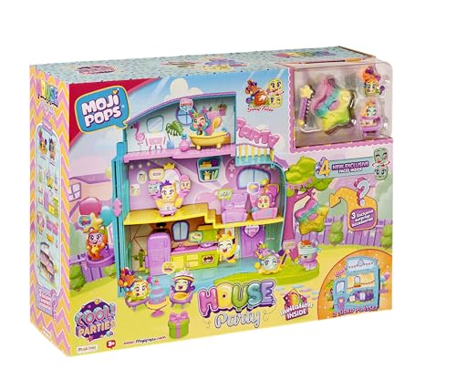 MOJI POPS House Party – Incluye 2 MojiPops exclusivos, 4 Expresiones exclusivas, sorpresas Dentro de la piñata y Gran Variedad de Accesorios
