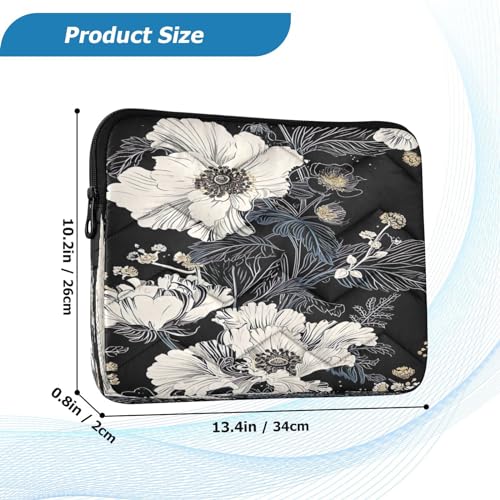 Funda para laptop 13-14 pulg impermeable flores blancas miniatura 3