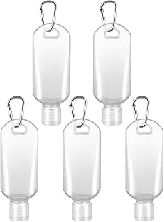 TOPBATHY 5pcs 50ml Refillable Bottles Travel Hand Soap Containers Transparent Empty Bottles Liquid Containers with Hook (Random Color)