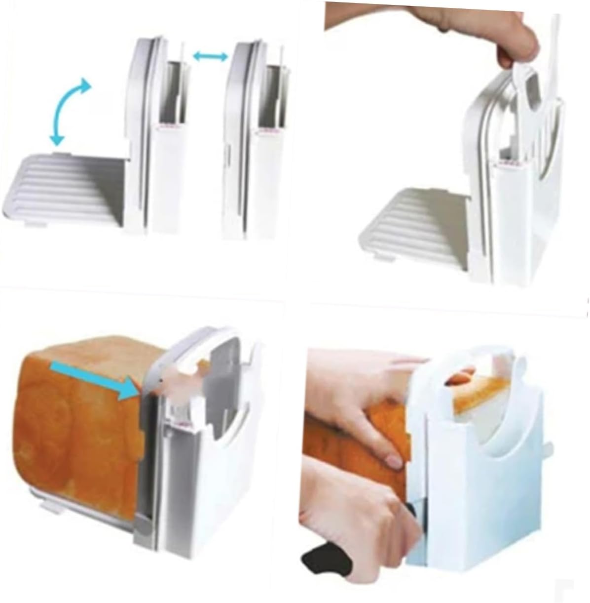 Foldable Bread Slicer Guide for Loaf and Ham, ABS White