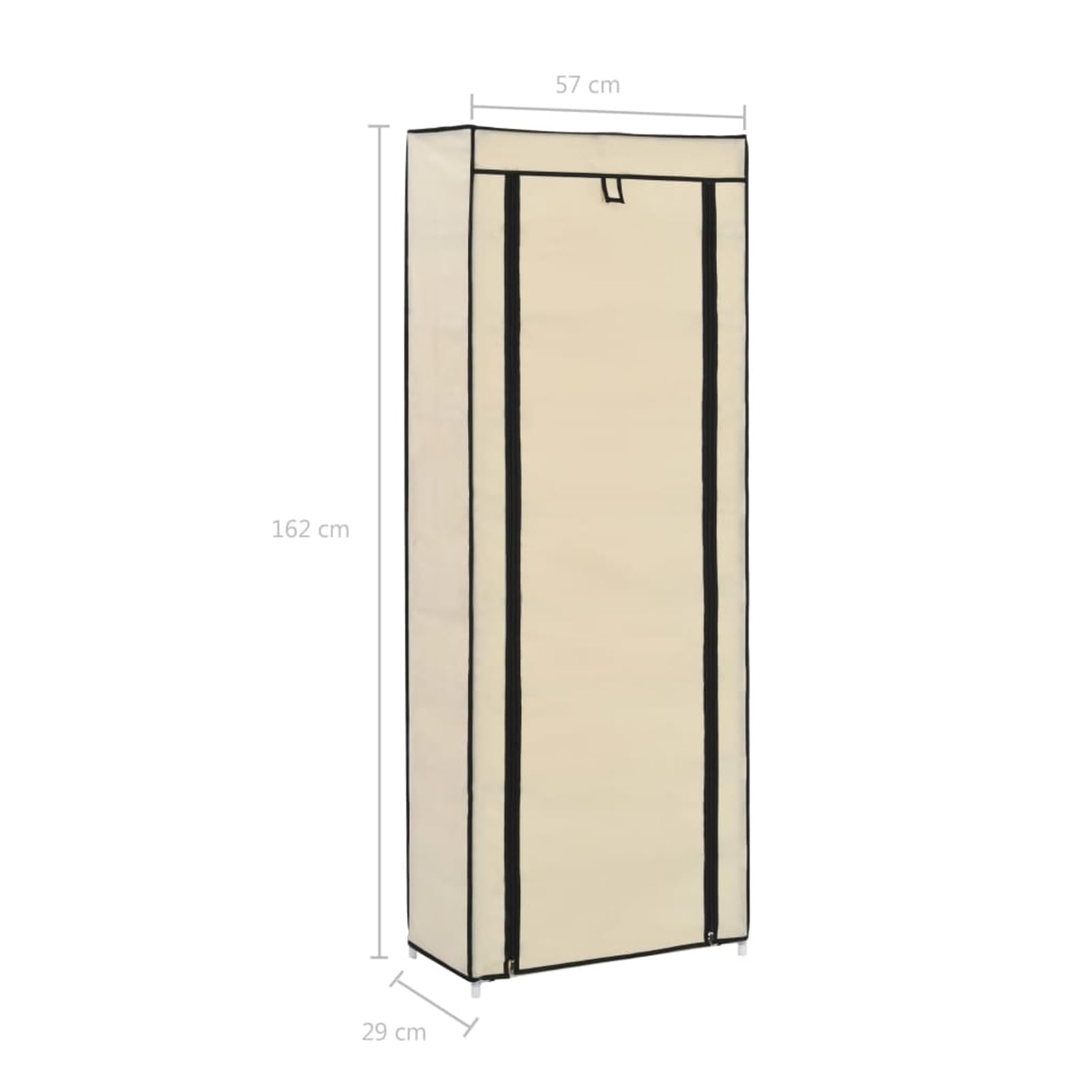 Zapatero con Funda Crema 57x29x162 cm Tela,Organizador de Zapatos,Armario de Almacenamiento con Estante for Calzado,Muebles for Pasillo de Casa(Cream)