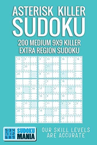 Asterisk Killer Sudoku: 200 Medium 9x9 Killer Extra Region Sudoku