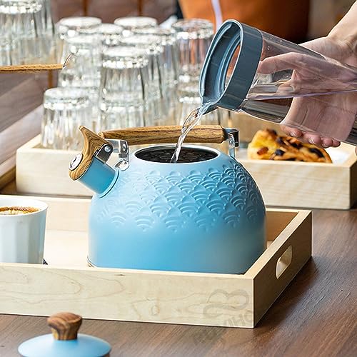 Bouilloire induction en acier inoxydable bleu avec sifflet intégré - 7