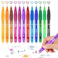Vosyinm Erasable Pens Rub Out Pen - 12 Colors Heat Friction Erase Pen Set 0.5mm Erasable Gel Ink Pens Writing Retractable Pen with Rubber on the End for Kids Adults School Office Stationery Supplies