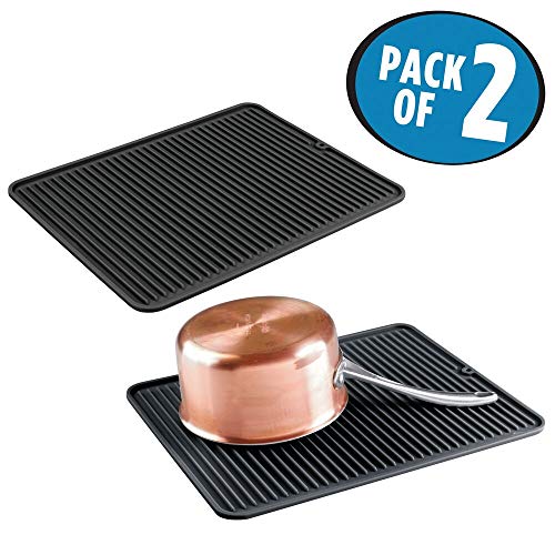 mDesign Silicone Dish Drying Mat and Protector for Kitchen Countertops