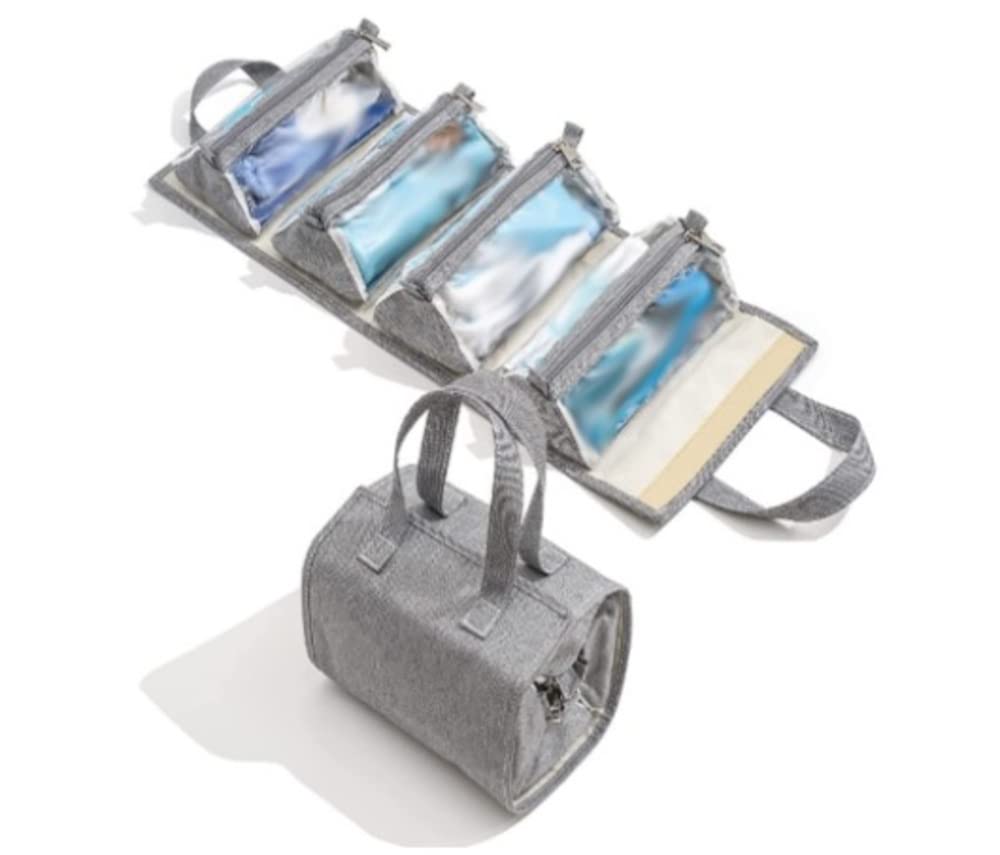 Roll Up Makeup Bag Toiletry Kit Travel Organizer for Men and Women 4 Removable Storage Bags Organize Make Up Cosmetics First Aid Medicine Personal Care Bathroom Roll Up Makeup Bag Toiletry Kit Travel Organizer for Men and Women 4 Removable Storage Bags Organize Make Up Cosmetics First Aid Medicine Personal Care Bathroom