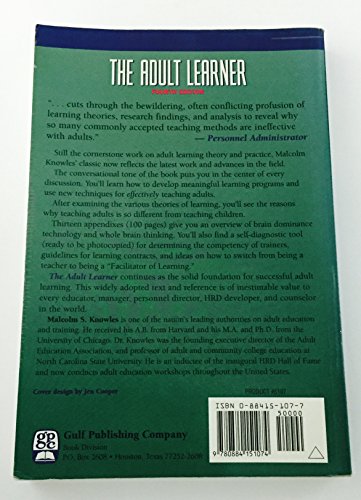 The Adult Learner: A Neglected Species 0884151077 Book Cover