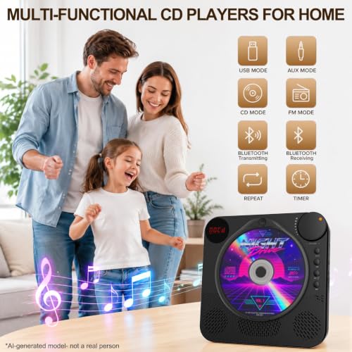 Image of Portable CD Player with Bluetooth 5.4 for Daily Home Use & Gift,Exercise