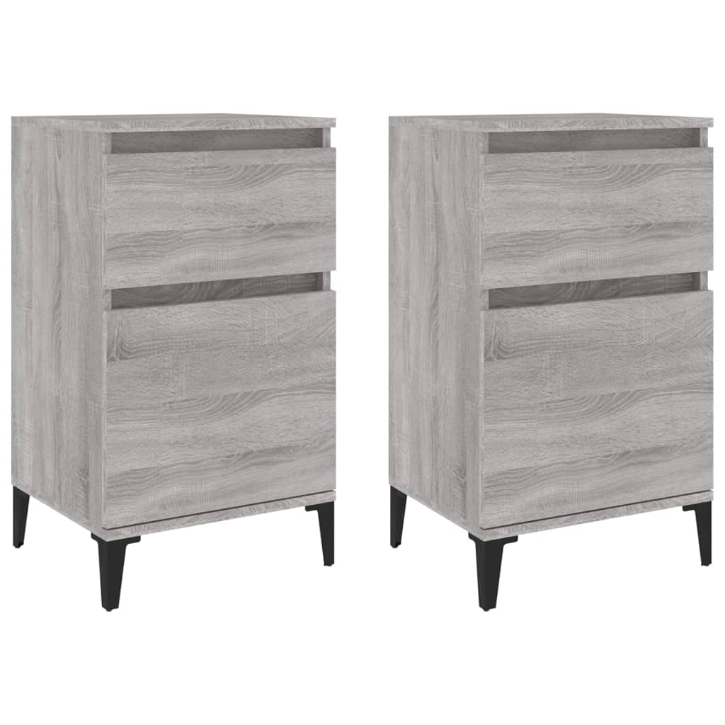 vidaXL Bedside Cabinets Table Nightstand End 2 pcs Grey Sonoma