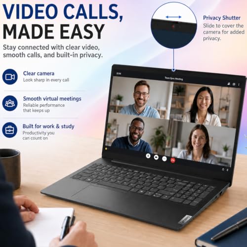 Image of Lenovo V15 Ultra Slim Business & Student Laptop, 15.6 inch FHD IPS Display, Powerful Intel Quad-Core Processor, 8GB DDR5 RAM, 512GB PCIe SSD, Wi-Fi 6, Ethernet(RJ45), HDMI, Windows 11 Pro, Copilot AI PC